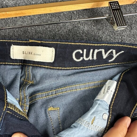 Slink Jeans Womens 4  Curvy Cotton Stretch Pockets Tapered Leg  Dark Wash - Picture 6 of 10